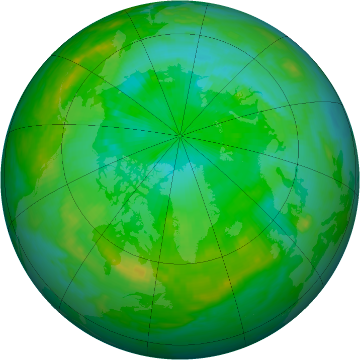 Arctic ozone map for 25 July 1992